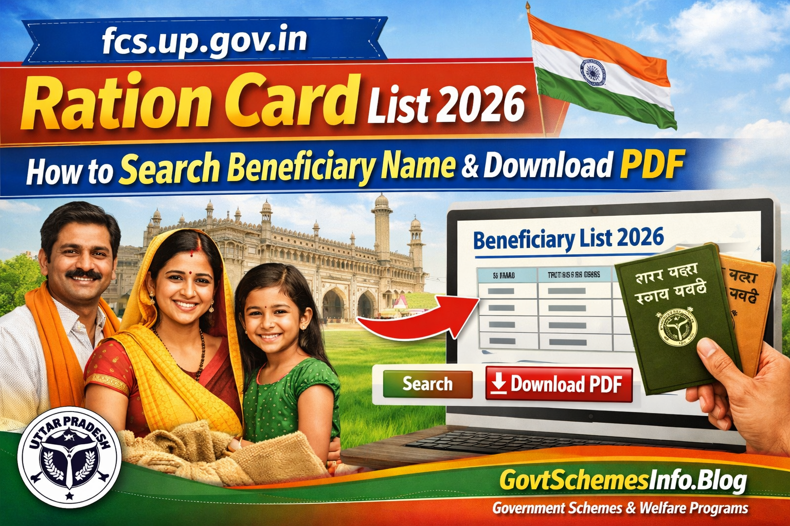 fcs.up.gov.in Ration Card List 2026: How to Search Beneficiary Name & Download PDF